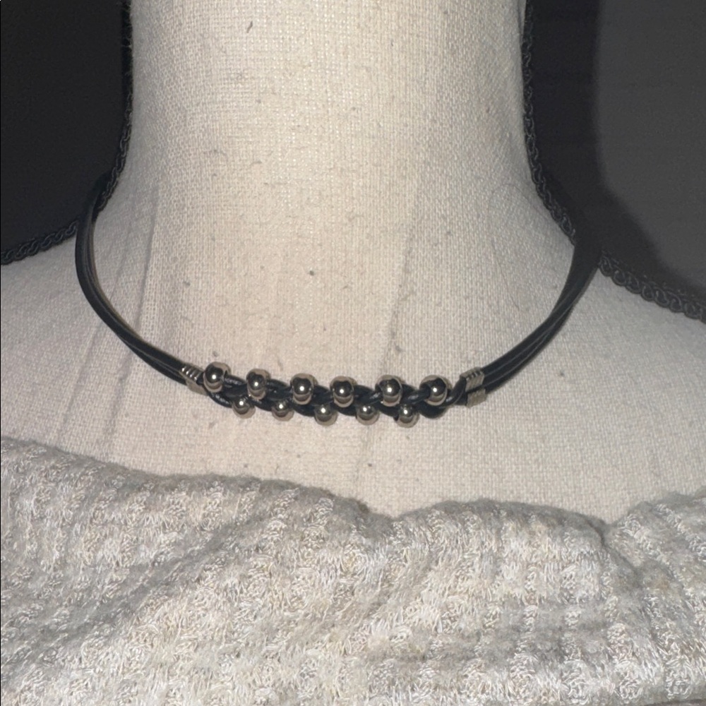 Black and Silver Beaded Choker Necklace | three cord choker necklace